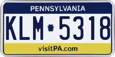 PA license plate KLM5318