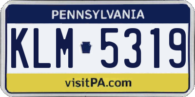 PA license plate KLM5319