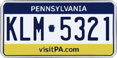 PA license plate KLM5321
