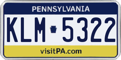 PA license plate KLM5322