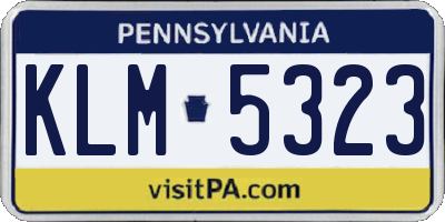 PA license plate KLM5323