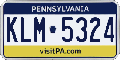 PA license plate KLM5324