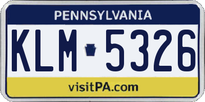 PA license plate KLM5326