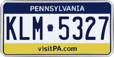PA license plate KLM5327