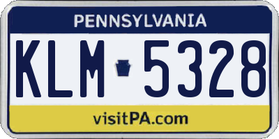 PA license plate KLM5328