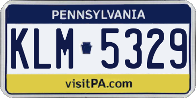 PA license plate KLM5329