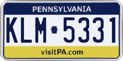 PA license plate KLM5331