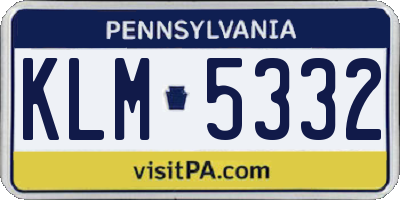 PA license plate KLM5332