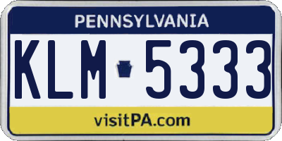 PA license plate KLM5333