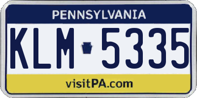 PA license plate KLM5335