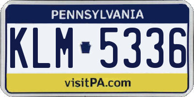 PA license plate KLM5336