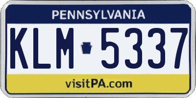 PA license plate KLM5337