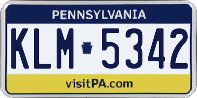 PA license plate KLM5342