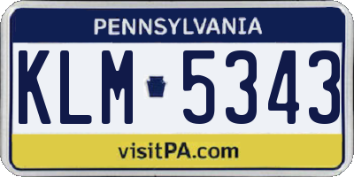 PA license plate KLM5343
