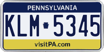 PA license plate KLM5345