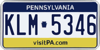 PA license plate KLM5346