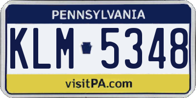 PA license plate KLM5348