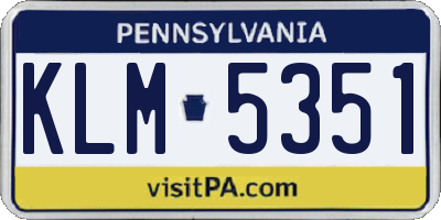 PA license plate KLM5351
