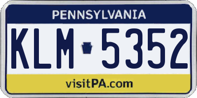 PA license plate KLM5352