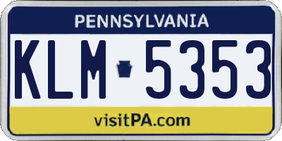 PA license plate KLM5353