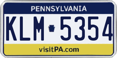 PA license plate KLM5354