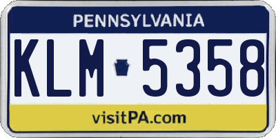 PA license plate KLM5358