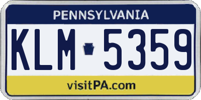 PA license plate KLM5359