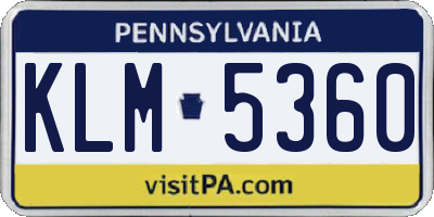 PA license plate KLM5360