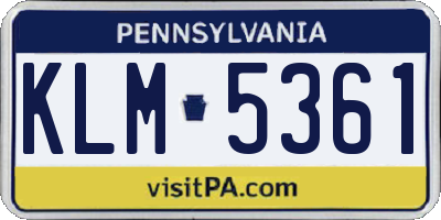 PA license plate KLM5361