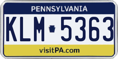 PA license plate KLM5363