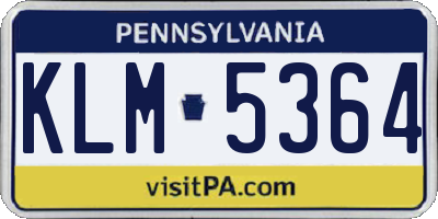 PA license plate KLM5364