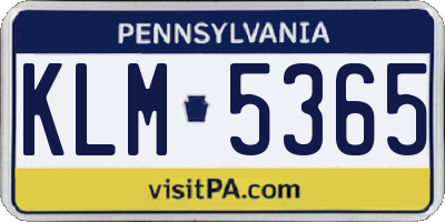 PA license plate KLM5365