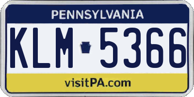 PA license plate KLM5366