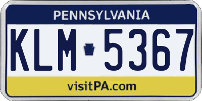 PA license plate KLM5367