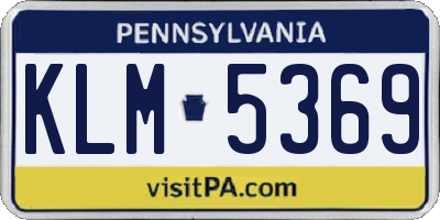 PA license plate KLM5369