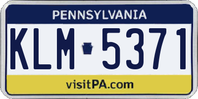 PA license plate KLM5371