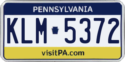 PA license plate KLM5372