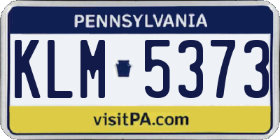 PA license plate KLM5373