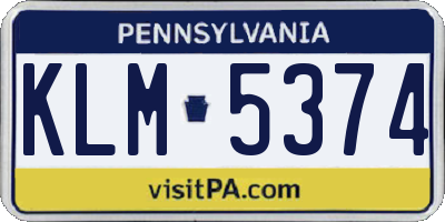 PA license plate KLM5374