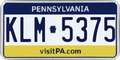 PA license plate KLM5375