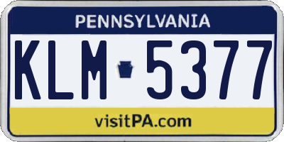 PA license plate KLM5377