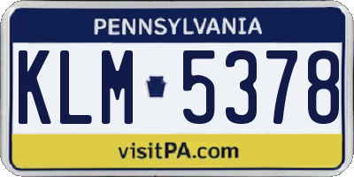 PA license plate KLM5378