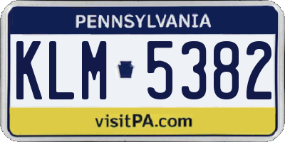 PA license plate KLM5382