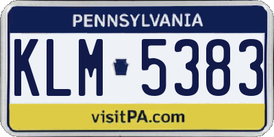 PA license plate KLM5383