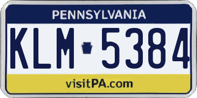 PA license plate KLM5384