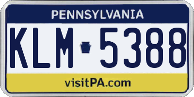 PA license plate KLM5388