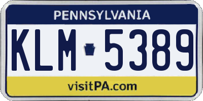 PA license plate KLM5389