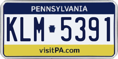 PA license plate KLM5391