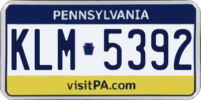 PA license plate KLM5392