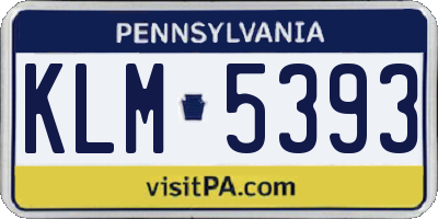 PA license plate KLM5393